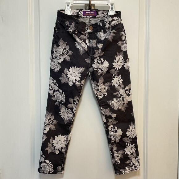 Old Navy Girls Floral Rockstar Jeggings Crop Size 7 Regular - Picture 1 of 11